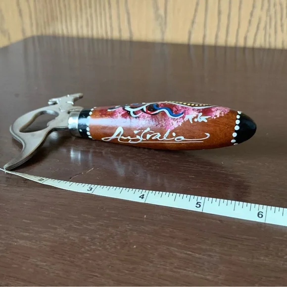 Australia Souvenirs Wooden Hand Painted Kangaroo Gift Bottle Opener 6” - Picture 3 of 3